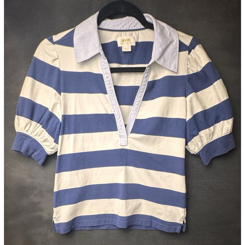 Maeve Anthropologie Puff-Sleeve Polo Top Size Small - Picture 2 of 8